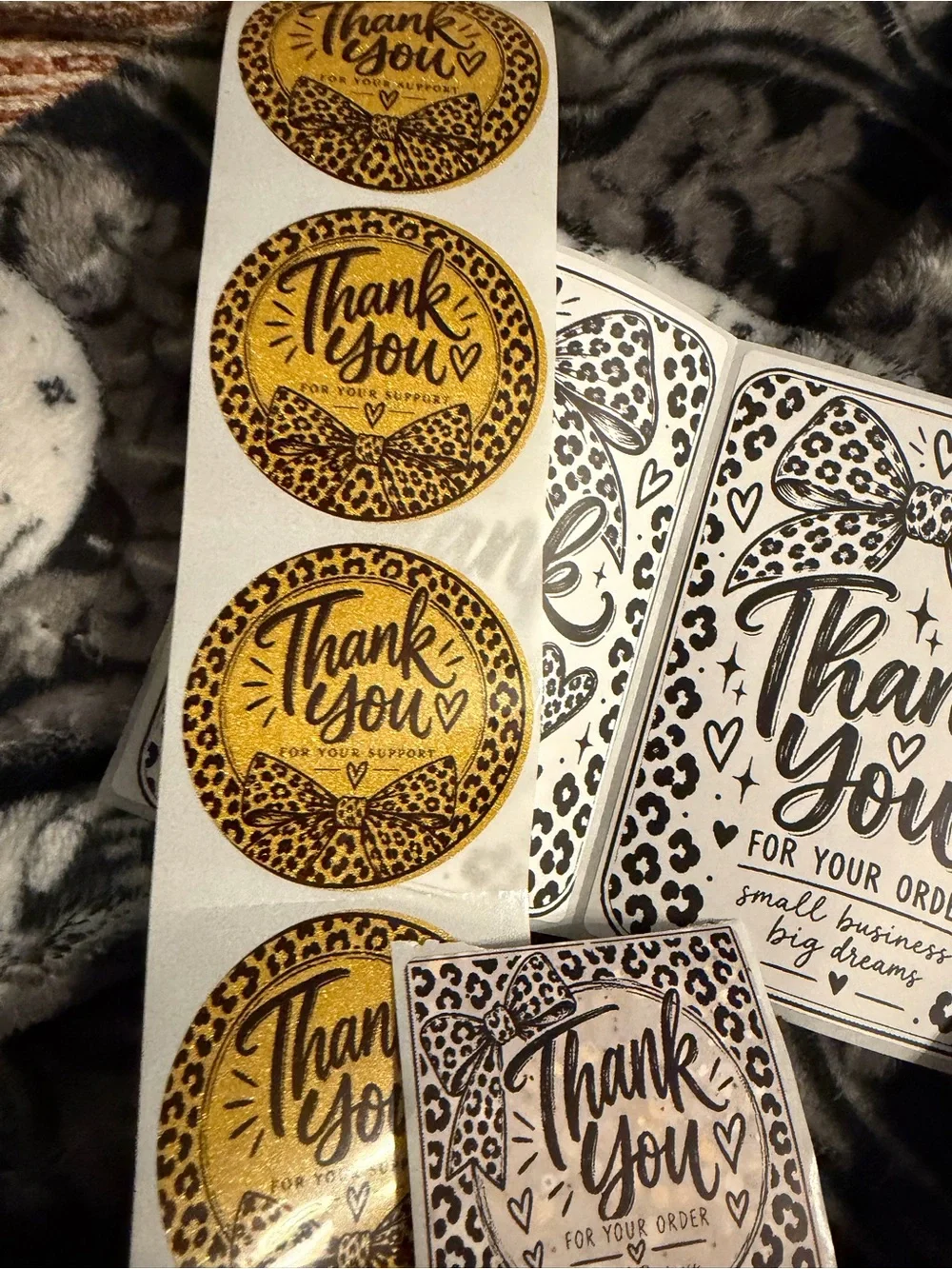 50 count Thank You Sticker Pack - Iridescent Pastel Leopard Thank You Labels